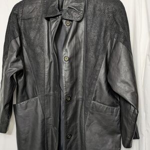 Vintage Jacqueline Ferrar Genuine Leather Longline Coat Women’s XL – Textured 90